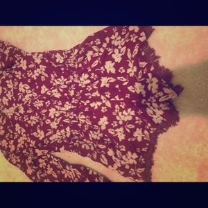 Wine Red and White Long Sleeve Romper